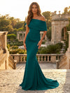 Satin Mermaid Off the Shoulder Simple Evening Dresses