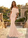 Satin Mermaid Off the Shoulder Simple Evening Dresses