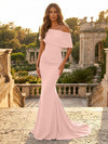 Satin Mermaid Off the Shoulder Simple Evening Dresses
