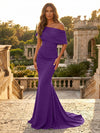 Satin Mermaid Off the Shoulder Simple Evening Dresses