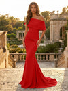Satin Mermaid Off the Shoulder Simple Evening Dresses