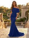 Satin Mermaid Off the Shoulder Simple Evening Dresses