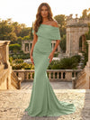 Satin Mermaid Off the Shoulder Simple Evening Dresses