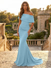 Satin Mermaid Off the Shoulder Simple Evening Dresses