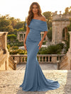 Satin Mermaid Off the Shoulder Simple Evening Dresses