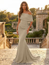 Satin Mermaid Off the Shoulder Simple Evening Dresses