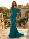 Satin Mermaid Off the Shoulder Simple Evening Dresses