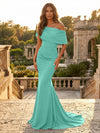 Satin Mermaid Off the Shoulder Simple Evening Dresses