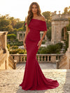 Satin Mermaid Off the Shoulder Simple Evening Dresses