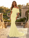 Satin Mermaid Off the Shoulder Simple Evening Dresses