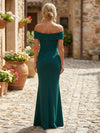 Satin Mermaid Off the Shoulder Simple Wedding Guest Dresses