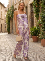 Jacquard Strapless Jumpsuits for Formal Occasions with Bow