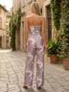 Jacquard Strapless Jumpsuits for Formal Occasions with Bow