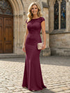 Jersey Mermaid Short Sleeves Floral Embroidery Mother of the Bride Dresses
