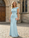 Jersey Mermaid Short Sleeves Floral Embroidery Mother of the Bride Dresses