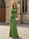 Jersey Mermaid Short Sleeves Floral Embroidery Mother of the Bride Dresses