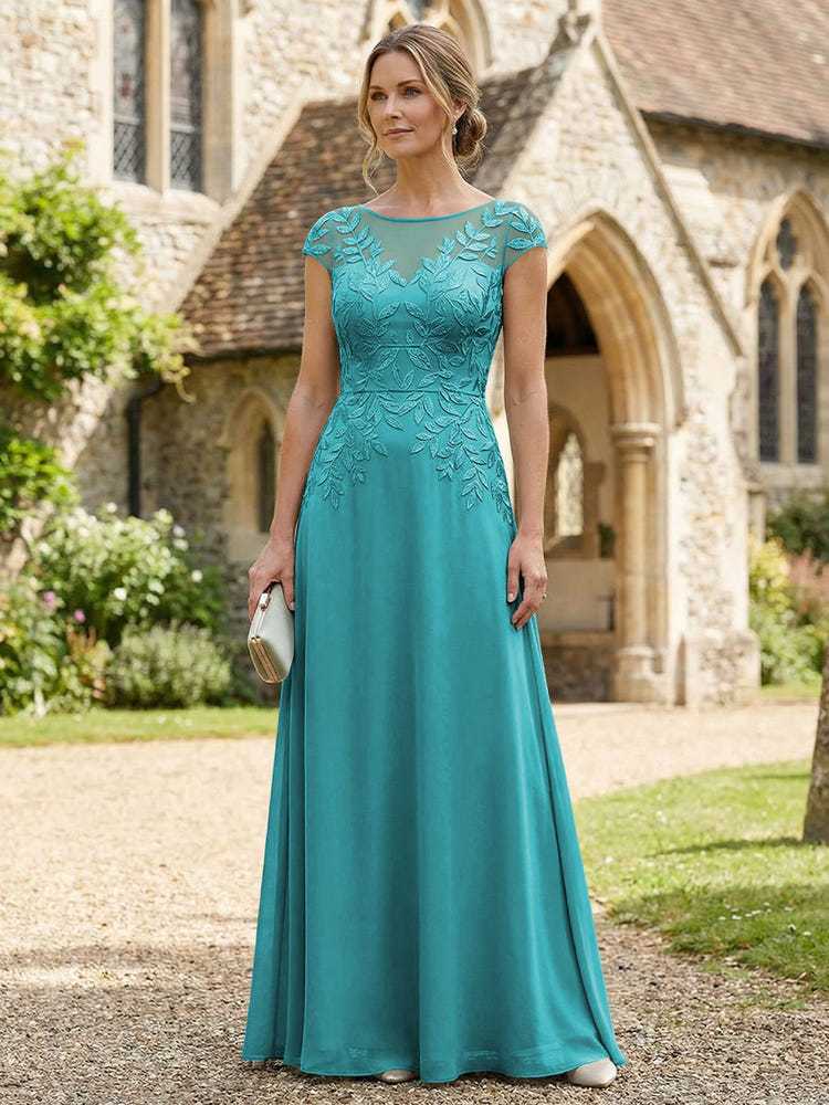 Chiffon A-Line Floral Embroidery Mother of the Bride Dresses