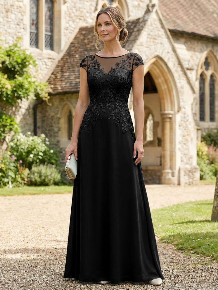 Chiffon A-Line Floral Embroidery Mother of the Bride Dresses