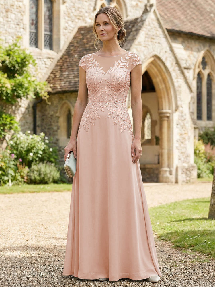 Chiffon A-Line Floral Embroidery Mother of the Bride Dresses