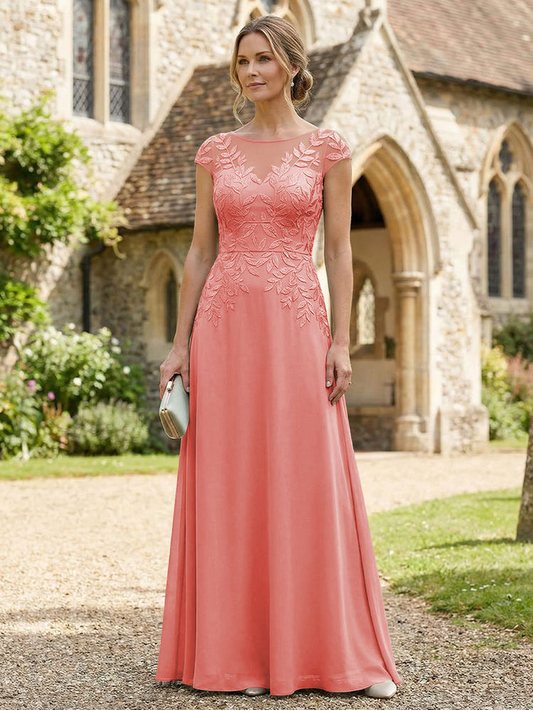 Chiffon A-Line Floral Embroidery Mother of the Bride Dresses