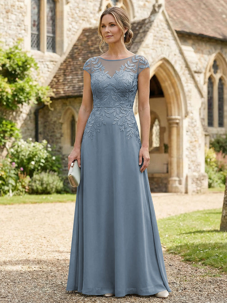Chiffon A-Line Floral Embroidery Mother of the Bride Dresses