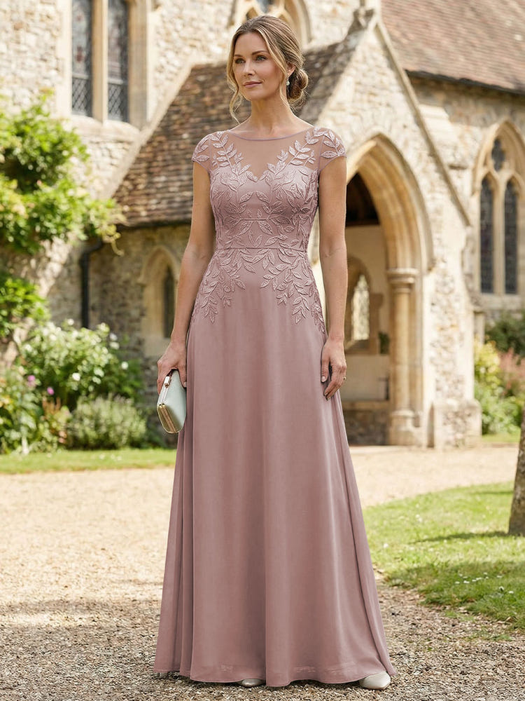Chiffon A-Line Floral Embroidery Mother of the Bride Dresses