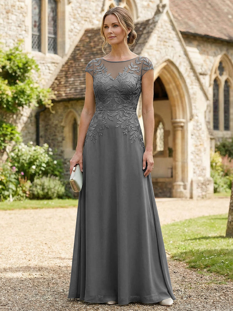 Chiffon A-Line Floral Embroidery Mother of the Bride Dresses