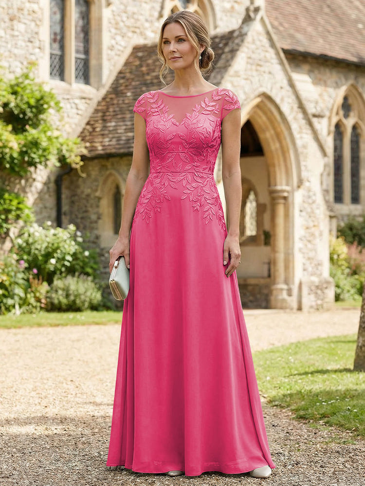 Chiffon A-Line Floral Embroidery Mother of the Bride Dresses