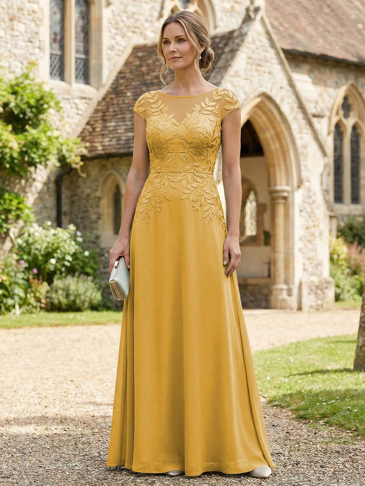 Chiffon A-Line Floral Embroidery Mother of the Bride Dresses