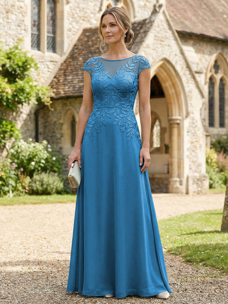 Chiffon A-Line Floral Embroidery Mother of the Bride Dresses
