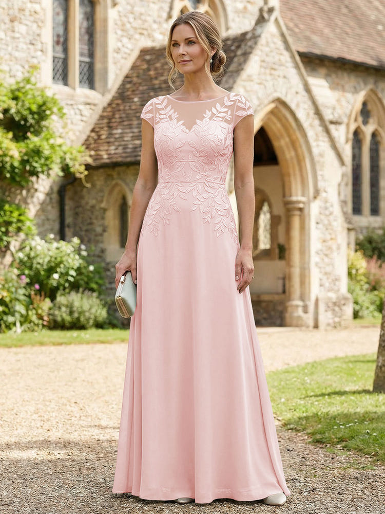 Chiffon A-Line Floral Embroidery Mother of the Bride Dresses