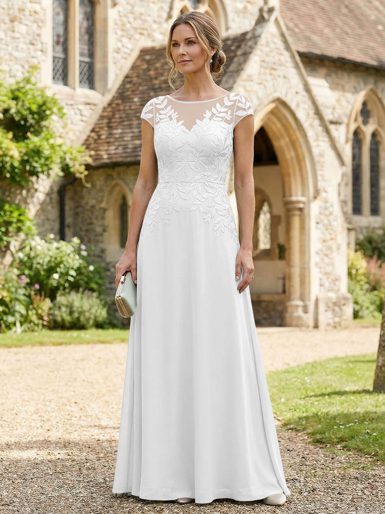 Chiffon A-Line Floral Embroidery Mother of the Bride Dresses