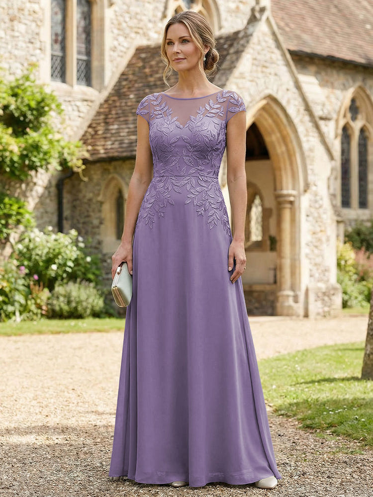 Chiffon A-Line Floral Embroidery Mother of the Bride Dresses
