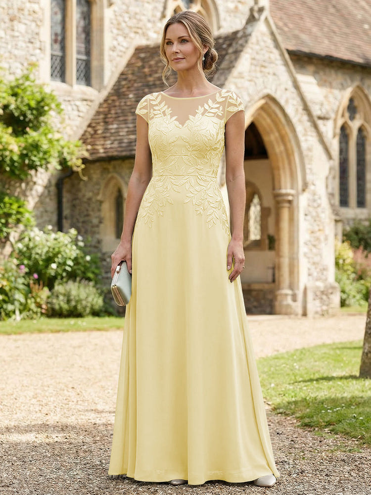 Chiffon A-Line Floral Embroidery Mother of the Bride Dresses