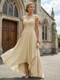 Chiffon High Low Floral Embroidery Mother of the Bride Dresses