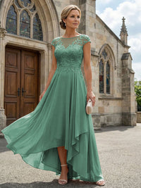 Chiffon High Low Floral Embroidery Mother of the Bride Dresses
