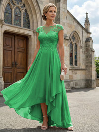 Chiffon High Low Floral Embroidery Mother of the Bride Dresses