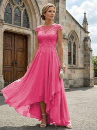 Chiffon High Low Floral Embroidery Mother of the Bride Dresses