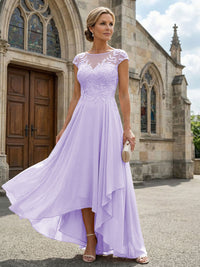 Chiffon High Low Floral Embroidery Mother of the Bride Dresses