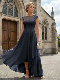 Chiffon High Low Floral Embroidery Mother of the Bride Dresses