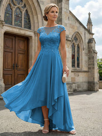Chiffon High Low Floral Embroidery Mother of the Bride Dresses