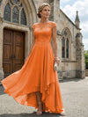 Chiffon High Low Floral Embroidery Mother of the Bride Dresses