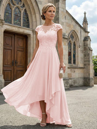 Chiffon High Low Floral Embroidery Mother of the Bride Dresses