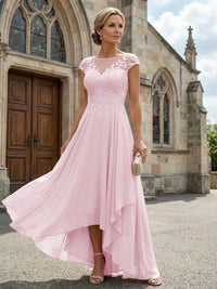 Chiffon High Low Floral Embroidery Mother of the Bride Dresses