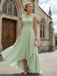 Chiffon High Low Floral Embroidery Mother of the Bride Dresses