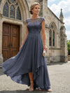Chiffon High Low Floral Embroidery Mother of the Bride Dresses