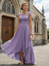 Chiffon High Low Floral Embroidery Mother of the Bride Dresses