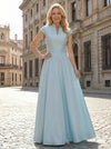 Simple Satin Mother of the Bride Dresses with Short Sleeves