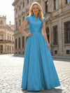 Simple Satin Mother of the Bride Dresses with Short Sleeves