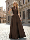 Simple Satin Mother of the Bride Dresses with Short Sleeves